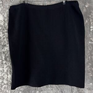 Eileen Fisher Plus Sz 3X Wool Italian Yarn Minimalist Career Skirt Black Pull On